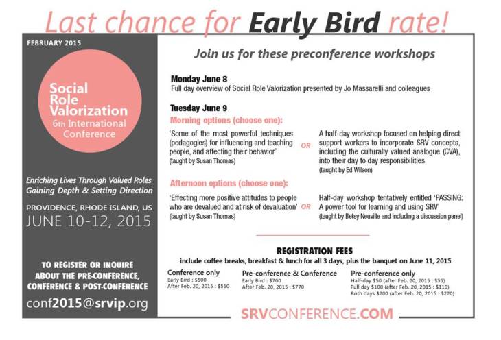 early bird SRV conf
